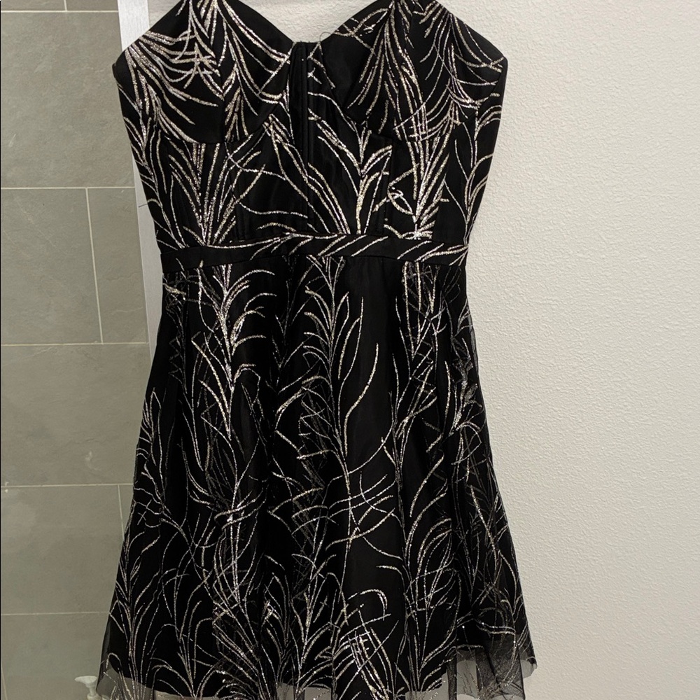GB Girls Black and Silver Strapless Dress